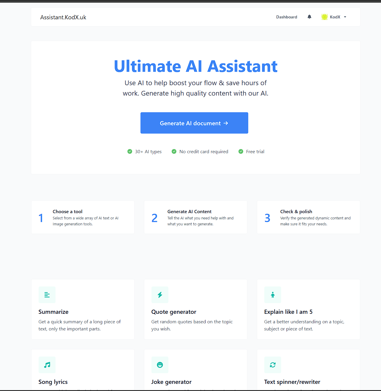 Easy AI Assistant - Assistant.KodX.uk