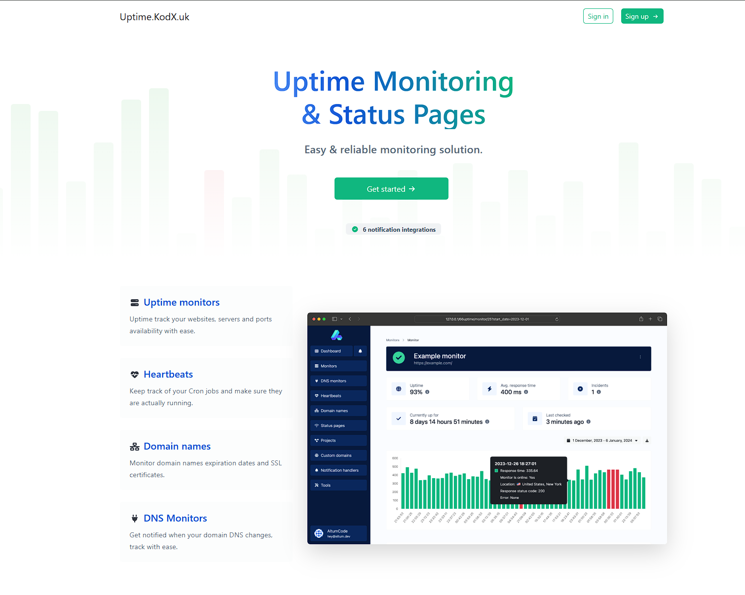 Uptime Monitoring Status Pages - Uptime.KodX.uk